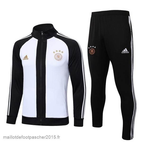 Maillot Foot Achat Ensemble Complet Ensemble longue fermeture éclair vêtements De Sport Allemagne 2022 Blanc Noir