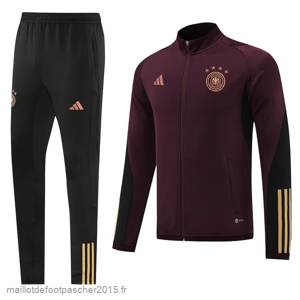 Maillot Foot Achat Ensemble Complet Ensemble longue fermeture éclair vêtements De Sport Allemagne 2022 Bordeaux