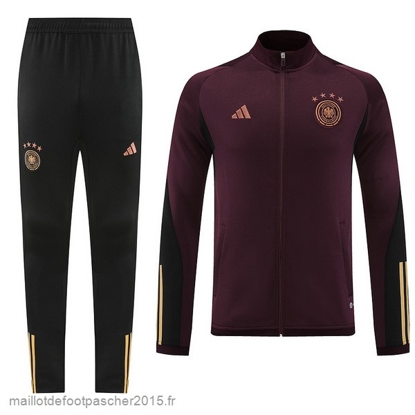 Maillot Foot Achat Ensemble Complet Ensemble longue fermeture éclair vêtements De Sport Allemagne 2022 Bordeaux