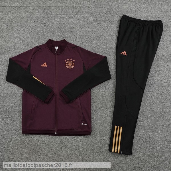 Maillot Foot Achat Ensemble Complet Ensemble longue fermeture éclair vêtements De Sport Allemagne 2022 Bordeaux