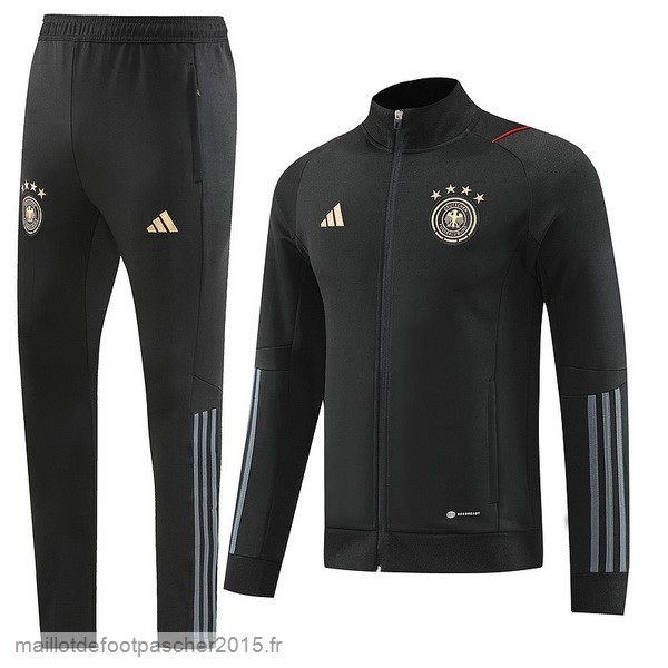 Maillot Foot Achat Ensemble Complet Ensemble longue fermeture éclair vêtements De Sport Allemagne 2022 Noir