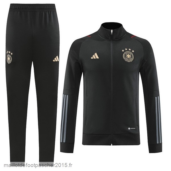 Maillot Foot Achat Ensemble Complet Ensemble longue fermeture éclair vêtements De Sport Allemagne 2022 Noir