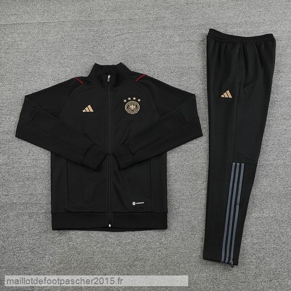 Maillot Foot Achat Ensemble Complet Ensemble longue fermeture éclair vêtements De Sport Allemagne 2022 Noir