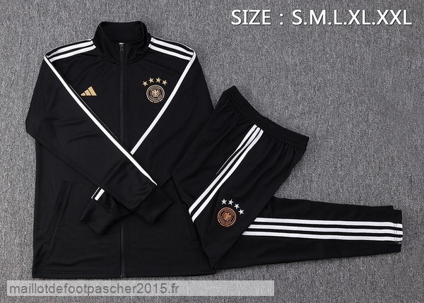 Maillot Foot Achat Ensemble Complet Ensemble longue fermeture éclair vêtements De Sport Allemagne 2022 Noir