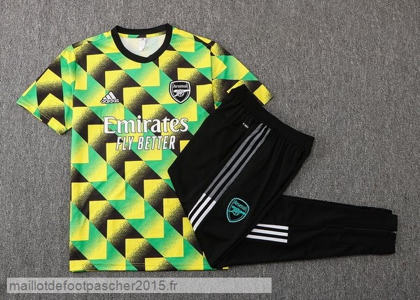 Maillot Foot Achat Entrainement Ensemble Complet Arsenal 2022 2023 Vert Jaune Noir