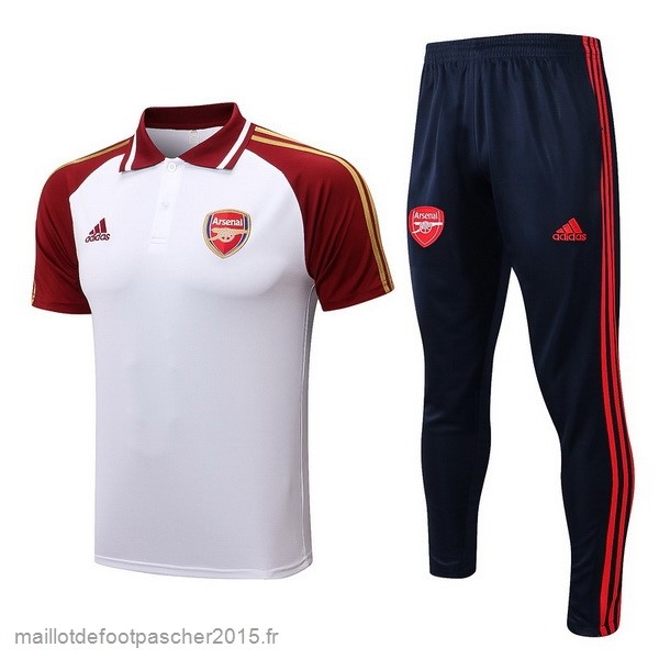 Maillot Foot Achat Ensemble Complet Polo Arsenal 2022 2023 Blanc Rouge Noir