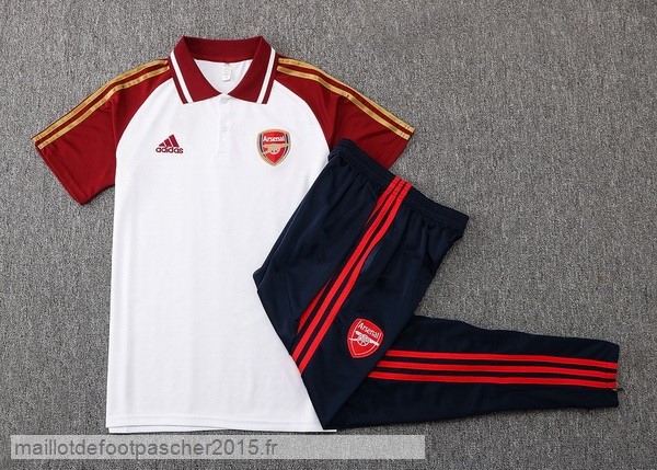 Maillot Foot Achat Ensemble Complet Polo Arsenal 2022 2023 Blanc Rouge Noir