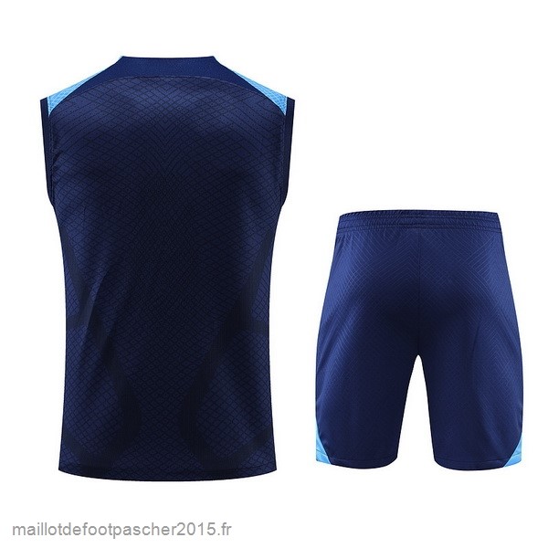 Maillot Foot Achat Entrainement Sans Manches Ensemble Complet Atlético Madrid 2022 2023 Bleu