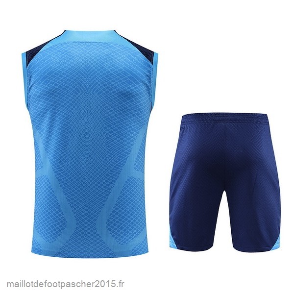 Maillot Foot Achat Entrainement Sans Manches Ensemble Complet Atlético Madrid 2022 2023 I Bleu