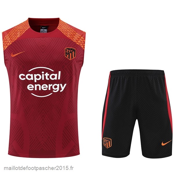 Maillot Foot Achat Entrainement Sans Manches Ensemble Complet Atlético Madrid 2022 2023 Rouge Noir