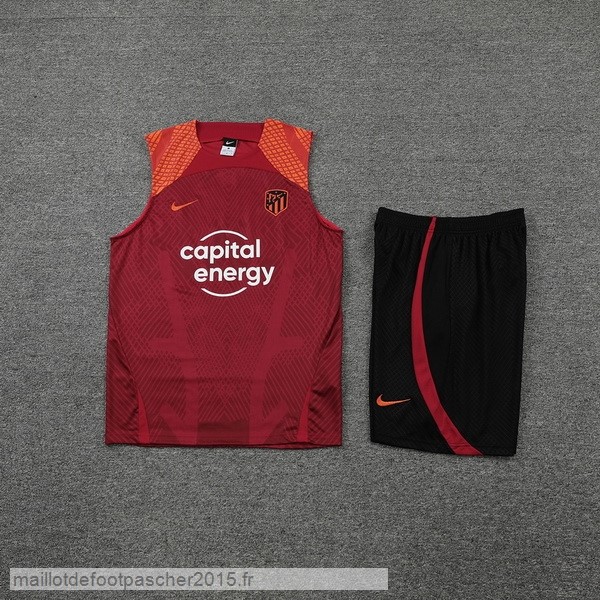 Maillot Foot Achat Entrainement Sans Manches Ensemble Complet Atlético Madrid 2022 2023 Rouge Noir