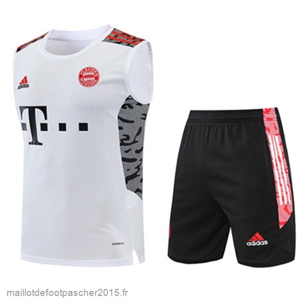 Maillot Foot Achat Entrainement Sans Manches Ensemble Complet Bayern Munich 2022 2023 Blanc Noir