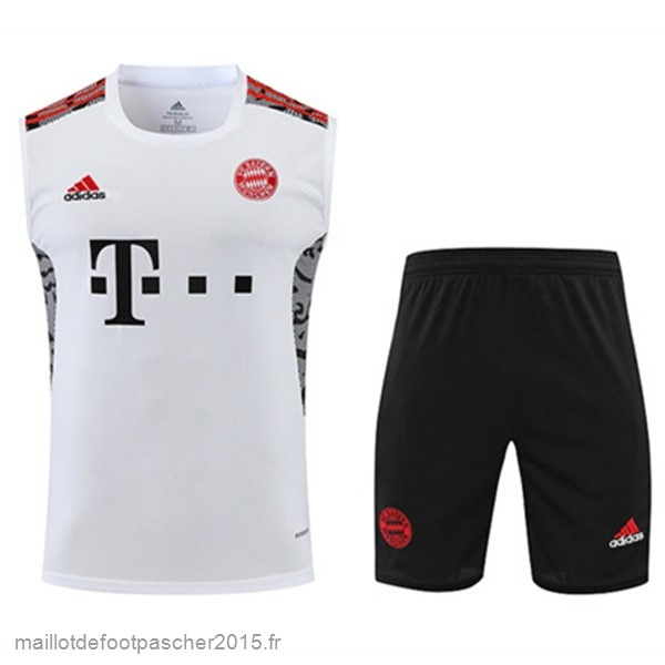 Maillot Foot Achat Entrainement Sans Manches Ensemble Complet Bayern Munich 2022 2023 Blanc Noir