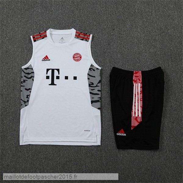 Maillot Foot Achat Entrainement Sans Manches Ensemble Complet Bayern Munich 2022 2023 Blanc Noir