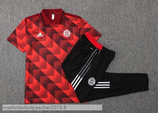 Maillot Foot Achat Ensemble Complet Polo Bayern Munich 2022 2023 Rouge Noir