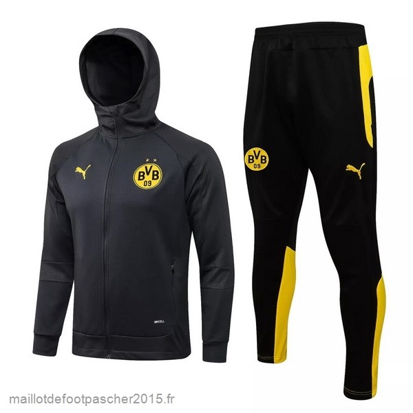 Maillot Foot Achat Sweat Shirt Capuche Borussia Dortmund 2021 2022 Gris Jaune