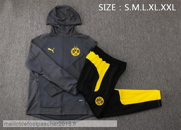 Maillot Foot Achat Sweat Shirt Capuche Borussia Dortmund 2021 2022 Gris Jaune