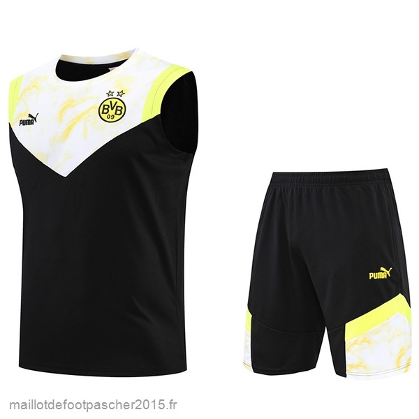 Maillot Foot Achat Entrainement Sans Manches Ensemble Complet Borussia Dortmund 2022 2023 Jaune Noir