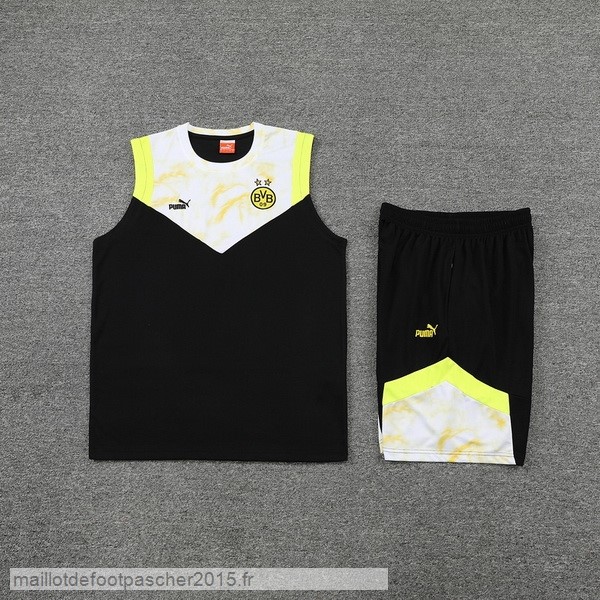 Maillot Foot Achat Entrainement Sans Manches Ensemble Complet Borussia Dortmund 2022 2023 Jaune Noir