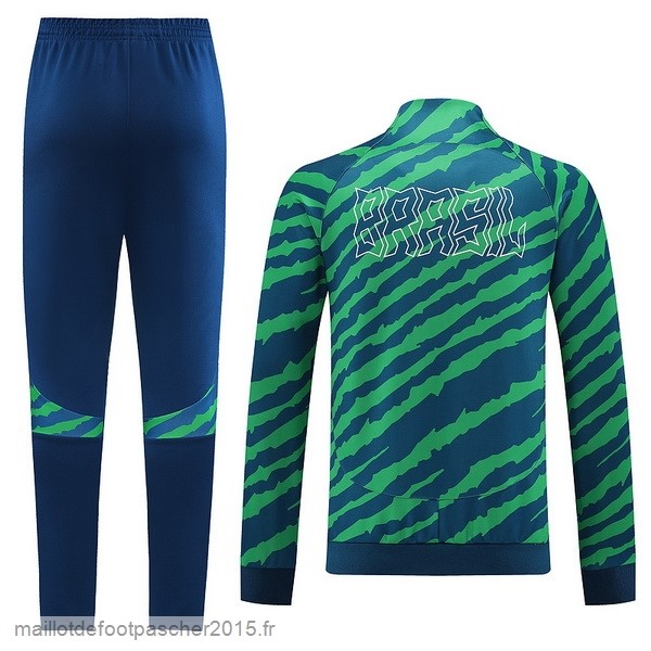 Maillot Foot Achat Ensemble Complet Ensemble longue fermeture éclair vêtements De Sport Brésil 2022 Vert