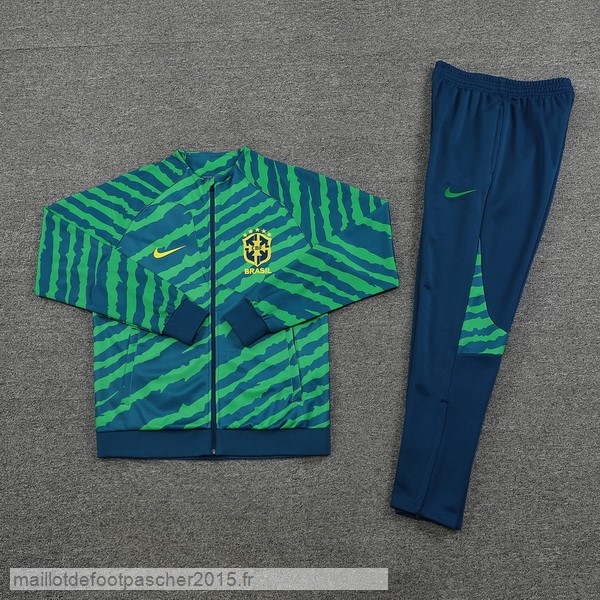 Maillot Foot Achat Ensemble Complet Ensemble longue fermeture éclair vêtements De Sport Brésil 2022 Vert