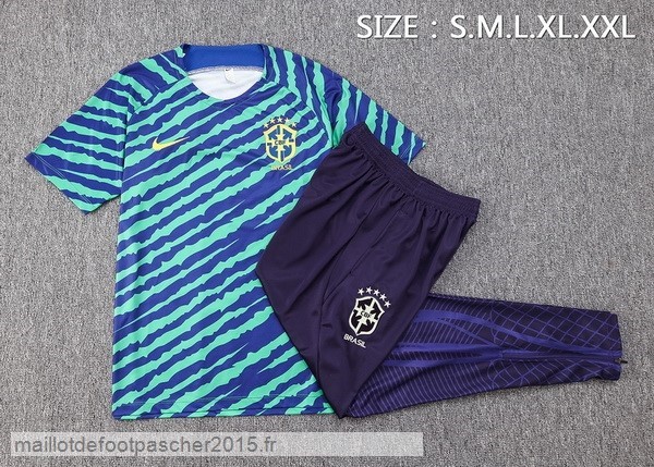Maillot Foot Achat Entrainement Ensemble Complet Brésil 2022 Vert I Noir