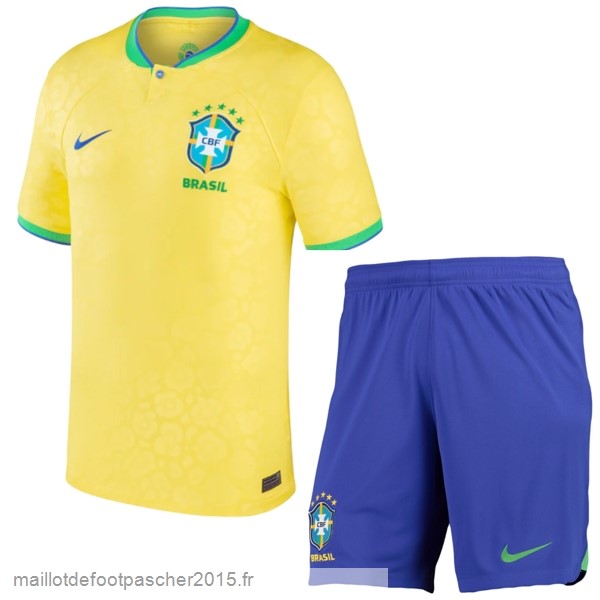 Maillot Foot Achat Domicile Conjunto De Enfant Brésil 2022 Jaune
