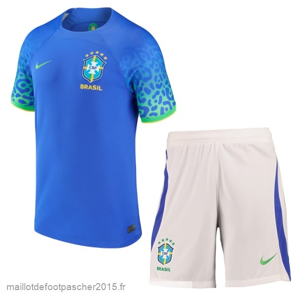 Maillot Foot Achat Exterieur Conjunto De Enfant Brésil 2022 Bleu