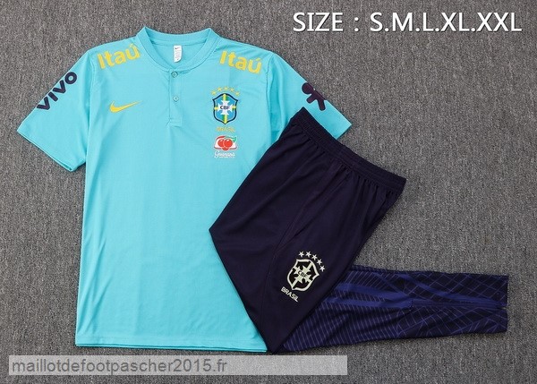 Maillot Foot Achat Ensemble Complet Polo Brésil 2022 Vert I Noir