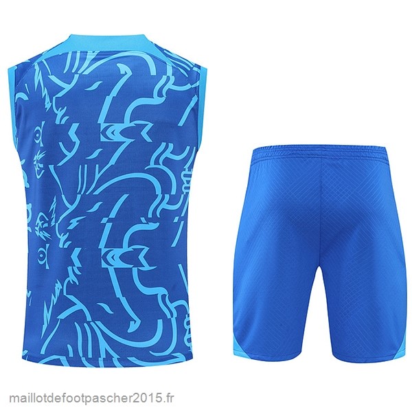 Maillot Foot Achat Entrainement Sans Manches Ensemble Complet Chelsea 2022 2023 Bleu