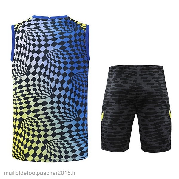 Maillot Foot Achat Entrainement Sans Manches Ensemble Complet Chelsea 2022 2023 Bleu Jaune