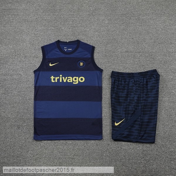 Maillot Foot Achat Entrainement Sans Manches Ensemble Complet Chelsea 2022 2023 Bleu