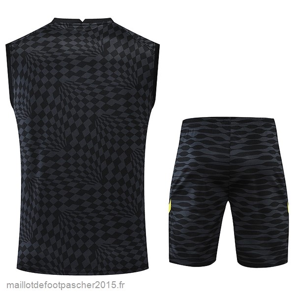 Maillot Foot Achat Entrainement Sans Manches Ensemble Complet Chelsea 2022 2023 Noir Jaune