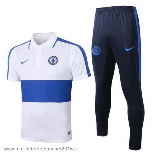 Maillot Foot Achat Ensemble Complet Polo Chelsea 2020 2021 Blanc Bleu