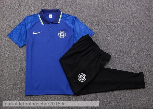 Maillot Foot Achat Ensemble Complet Polo Chelsea 2022 2023 Bleu I Noir