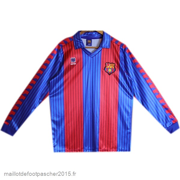 Maillot Foot Achat Domicile Manches Longues Barcelona Rétro 1991 1992 Bleu Rouge