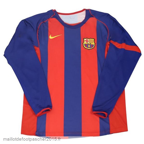 Maillot Foot Achat Domicile Manches Longues Barcelona Rétro 2004 2005 Bleu Rouge