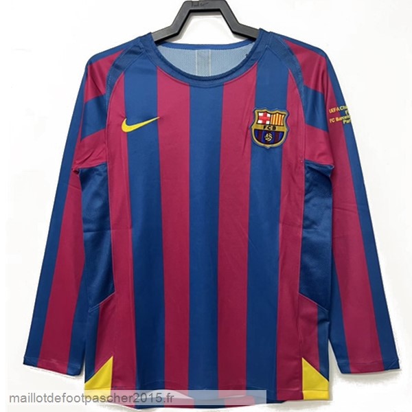 Maillot Foot Achat Domicile Manches Longues Barcelona Rétro 2005 2006 Bleu Rouge