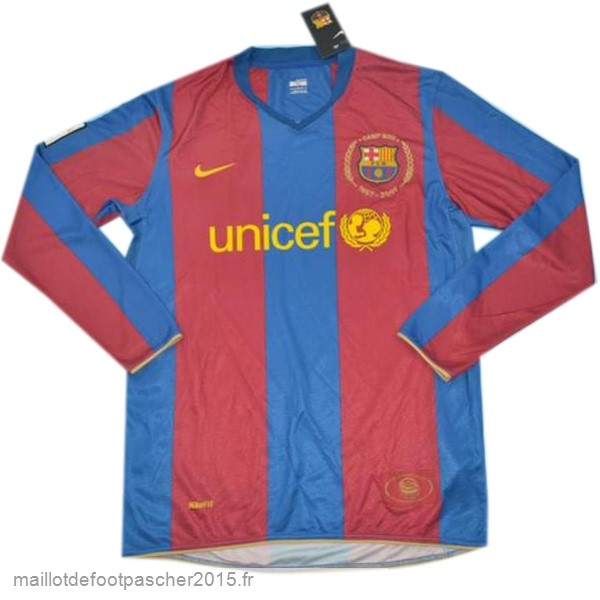 Maillot Foot Achat Domicile Manches Longues Barcelona Rétro 2007 2008 Bleu Rouge