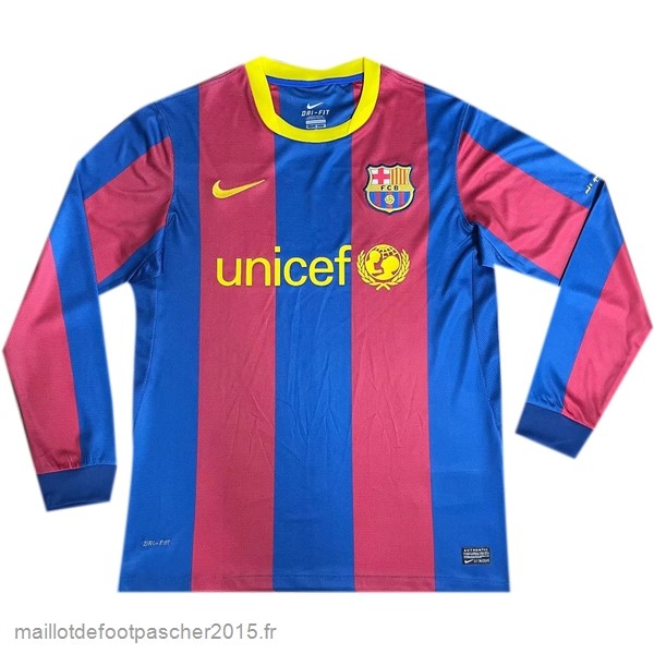 Maillot Foot Achat Domicile Manches Longues Barcelona Rétro 2010 2011 Bleu Rouge