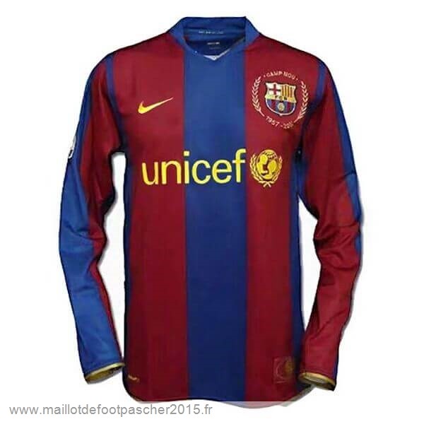 Maillot Foot Achat Domicile Manches Longues Barcelone Rétro 2007 2008 Bleu Rouge