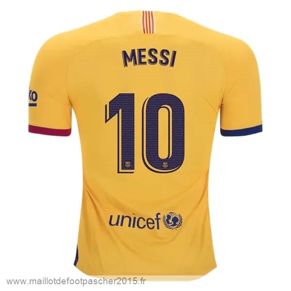 Maillot Foot Achat NO.10 Messi Exterieur Maillot Barcelone 2019 2020 Jaune
