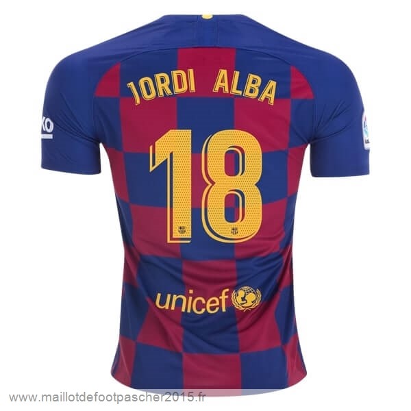 Maillot Foot Achat NO.18 Jordi Alba Domicile Maillot Barcelone 2019 2020 Bleu Rouge