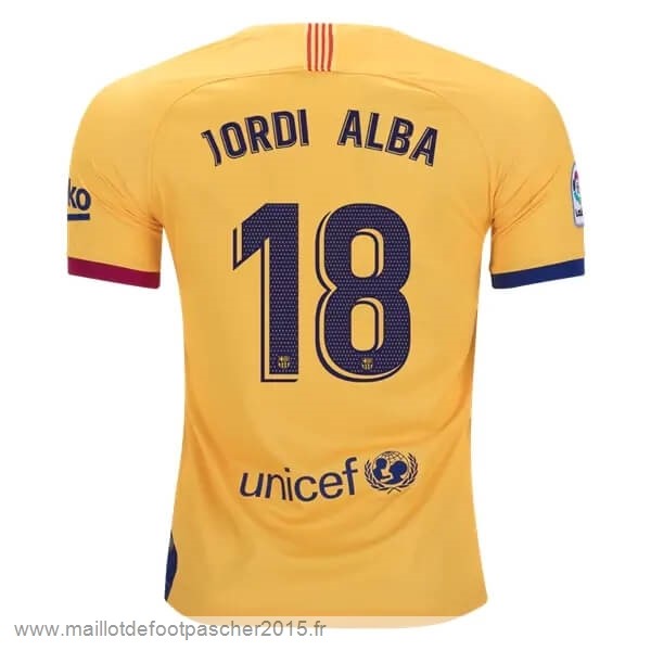 Maillot Foot Achat NO.18 Jordi Alba Exterieur Maillot Barcelone 2019 2020 Jaune