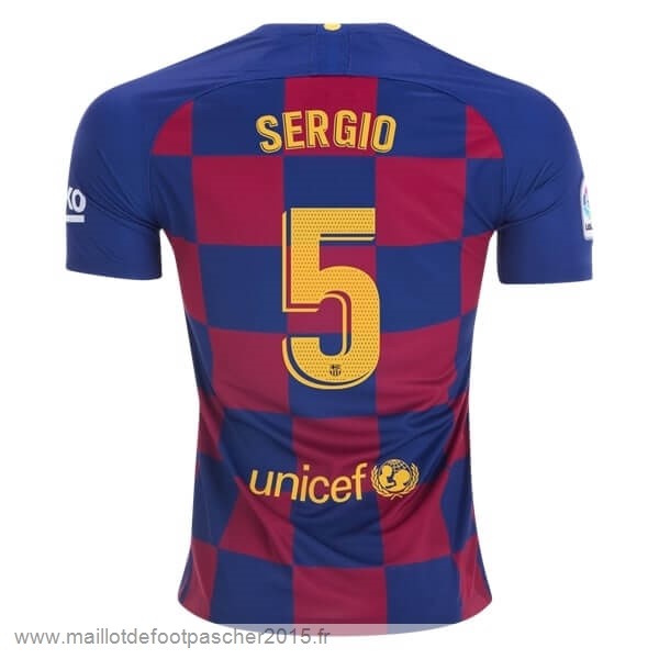 Maillot Foot Achat NO.5 Sergio Domicile Maillot Barcelone 2019 2020 Bleu Rouge