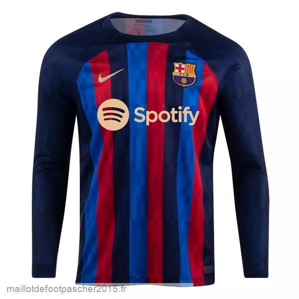 Maillot Foot Achat Thailande Domicile Maillot Manches Longues Barcelona 2022 2023 Rouge Bleu