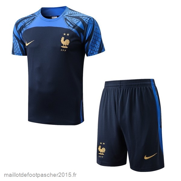 Maillot Foot Achat Entrainement Ensemble Complet France 2022 Bleu Marine