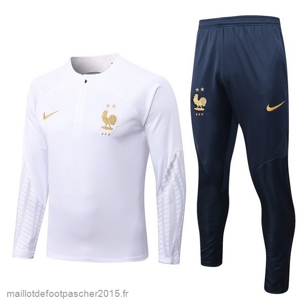 Maillot Foot Achat Survêtements Enfant France 2022 Blanc Bleu
