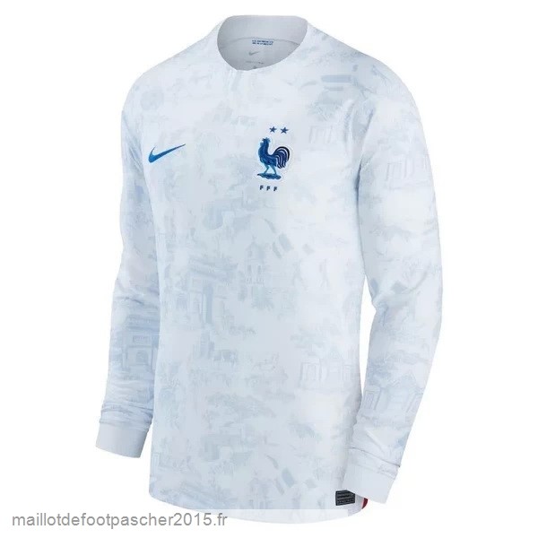 Maillot Foot Achat Thailande Exterieur Manches Longues France 2022 Blanc