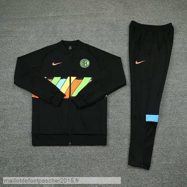 Maillot Foot Achat Ensemble Complet Ensemble longue fermeture éclair vêtements De Sport Inter Milán 21 22 Noir Jaune